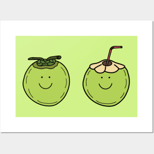 smiling fruit green coconut Posters and Art
